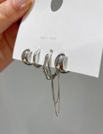 Fashion Silver Irregular Metal Chain Ear Cuff Set