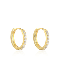 Fashion Gold Color - White Diamond 7mm Metal Diamond Round Earrings