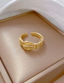 Fashion Gold Brass Zirconia Link Open Ring