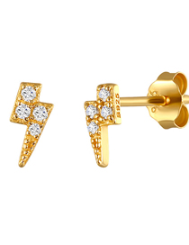 Fashion Gold Silver Inlaid Diamond Lightning Earrings