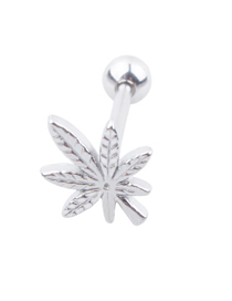 Fashion Steel Color Stainless Steel Geometric Leaf Piercing Tongue Nails