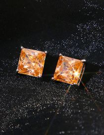 Aretes De Latón Con Diamantes Cuadrados
