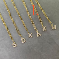 Fashion L Titanium Steel Diamond 26 Alphabet Necklace