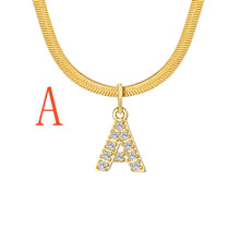Fashion 2#a Titanium Steel Diamond 26 Alphabet Snake Bone Chain Necklace