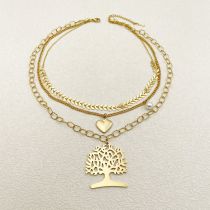 Titanium Steel Tree Of Life Love Wheat Ear Chain Multilayer Necklace