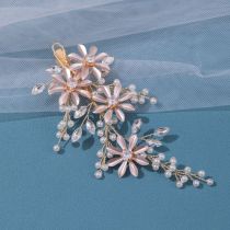 Pinza De Pelo De Flor Trenzada Con Diamantes De Imitación De Perlas