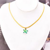 Fashion Green Starfish Titanium Steel Crystal Starfish Snake Bone Chain Necklace