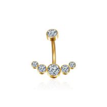 Fashion 6 Diamond Navel Nail Nails Gold Stainless Steel Diamond Curved Piercing Navel Ring