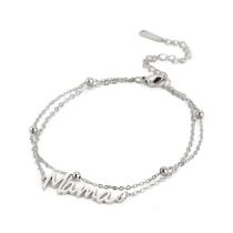 Fashion Steel Color Double Layer Chain Stainless Steel Letter Double Layer Bracelet