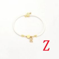 Fashion White Five-leaf Titanium Steel + Copper Micro-inlaid Letters + Positioning Beads Z Stainless Steel Diamond 26 Letter Flower Bracelet