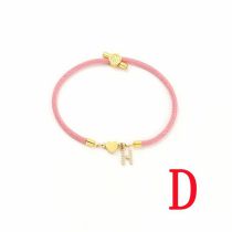 Fashion Pink Love Titanium Steel + Copper Micro-inlaid Letters + Positioning Bead D Stainless Steel Diamond 26 Letter Love Bracelet