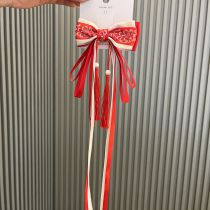 Fashion Red Hairpin Fabric Streamer Bow Hairpin