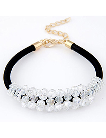 Trendy White Gemstone Decorated Weave Design Alloy Korean Fashion Bracelet