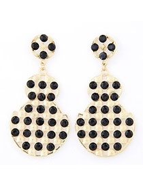 Friendly Black Diamond Decorated Gourd Shape Design Alloy Stud Earrings