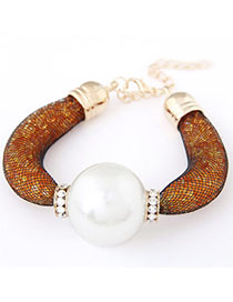 Hemming Orange Pearl Decorated Simple Design Alloy Korean Fashion Bracelet