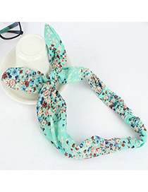 trendy Sky Blue Flower Pattern Decorated Bowknot Design Fabric Hair band hair hoop