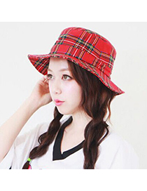 Collapsible Red Grid Pattern Simple Design Canvas Sun Hats