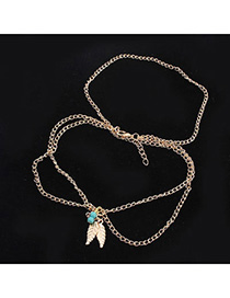 New Champagne Gold Beads Decorated Leaf Shape Design Alloy Body Chains