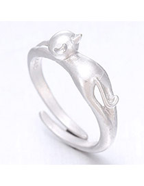 Romantic Silver Color Cat Shape Simple Design  Cuprum Korean Rings