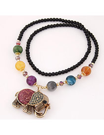 Lovely Multicolor Elephant Pendant&beads Decorated Simple Design