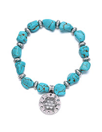Personality Blue Round Pendant Decorated Irregular Design Alloy Fashion Bracelets