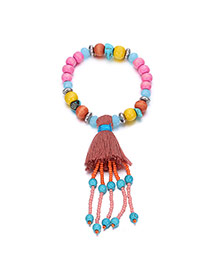 Fashion Multi-color Tassel Pendant Decorated Beads Chain Design  Alloy Fashion Bracelets