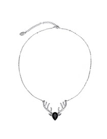 Fashion Black Deer Head Shape Pendant Decorated Simple Design Alloy Bib Necklaces