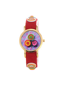 Personality Red Buttons Decorated Round Case Design