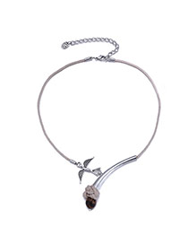 Elegant Beige Bead&leaf Decorated Simple Design Alloy Bib Necklaces
