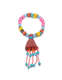 Trendy Multi-color Tassel Pendant Decorated Simple Design Bead Korean Fashion Bracelet