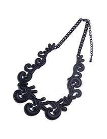 Exaggerate Black Lace Shape Decorated Short Design Alloy Bib Necklaces