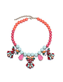 Luxury Multicolor Irregualry Diamond Decorated Simple Design Crystal Bib Necklaces