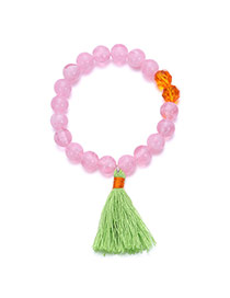Vintage Pink Beads Decorated Tassel Pendant Design Crystal Korean Fashion Bracelet