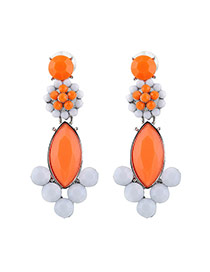 Fashion Multi-color Geometric Shape Gemstone Decorated Simple Design Resin Stud Earrings
