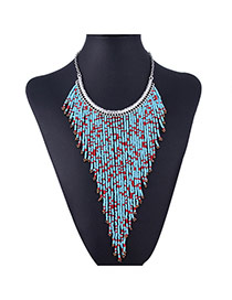Bohemia Light Blue Beads Hand-woven Decorated Double Layer Design