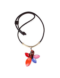 Exaggerated Red+coffee Flower Pendant Decorated Simple Design Acrylic Bib Necklaces