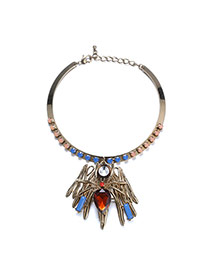 Personality Multicolor Diamond Decorated Insect Pendant Design Alloy Bib Necklaces