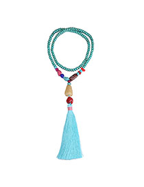 Fashion Blue Beads Decorated Tassel Design
