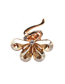 Fashion Gold Colour Diamond Decorated Flower Shape Design Crystal Korean Brooches