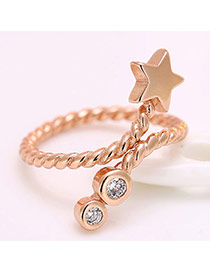Personality Pink Five-pointed Star Decorated Simple Ring