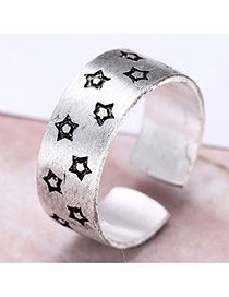 Personality Silver Color Star Pattern Decorated Opening Ring