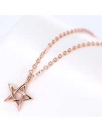 Lovely Rose Gold Star Pendant Decorated Long Chain Simple Necklace