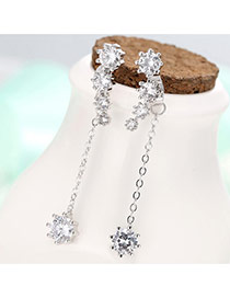 Exquisite Silver Color Diamoand Pedant Decorated Simple Design Earrings