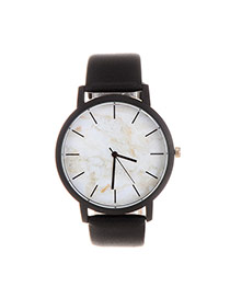 Trendy Gray+black Marble Shape Pattern Decorated Pure Color Strap Watch